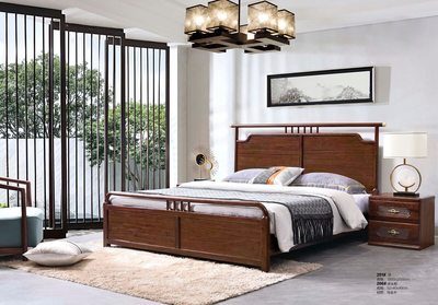 新中式乌金木251#床、266#床头柜